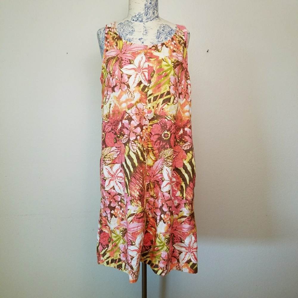 J. Jill Love Linen Floral Shift Dress Sleeveless